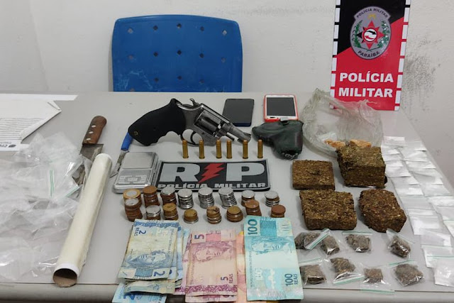 Acusado de tráfico é preso com drogas, arma e munição em Patos