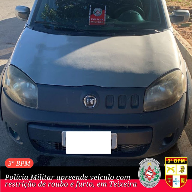 Polícia Militar apreende veículo com restrição de roubo e furto, em Teixeira PB