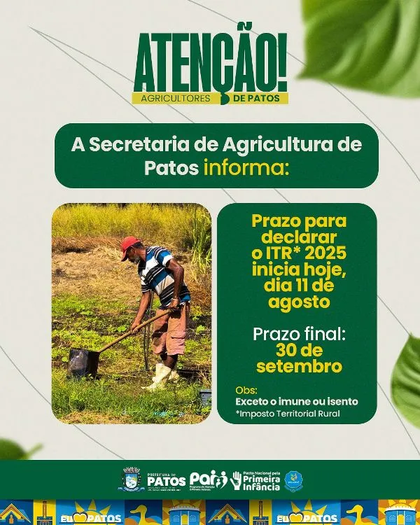 Inicia hoje (11) o prazo de declaração do Imposto Territorial Rural 2025