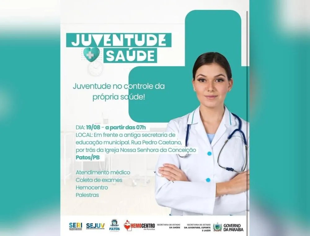 Patos recebe nesta terça (19) o evento “Juventude + Saúde” com atendimento médico e atividades educativas
