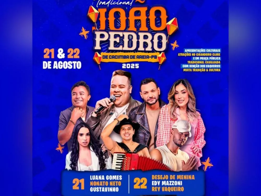 Tradicional João Pedro de Cacimba de Areia começa nesta quinta-feira (21) com muito forró e cultura
