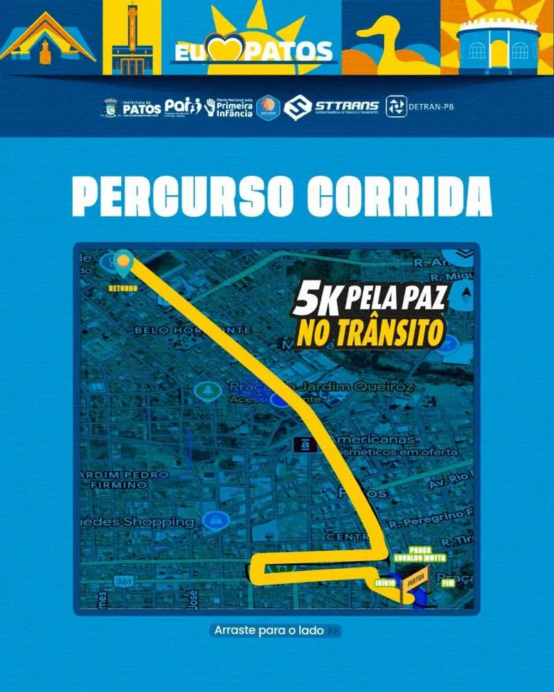 1ª Corrida pela Paz no Trânsito acontece neste domingo, 26 de outubro, em Patos