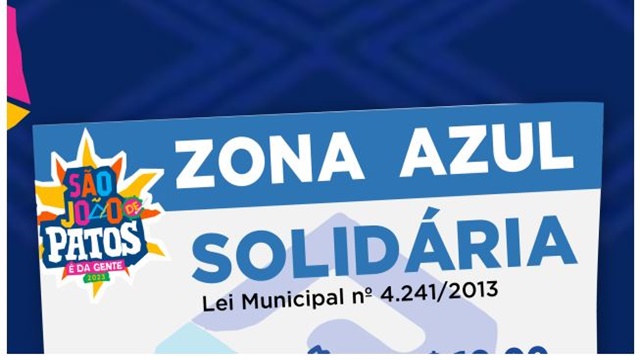 Zona Azul Solidária em prol de instituições sociais é opção de estacionamento pago durante São João de Patos 