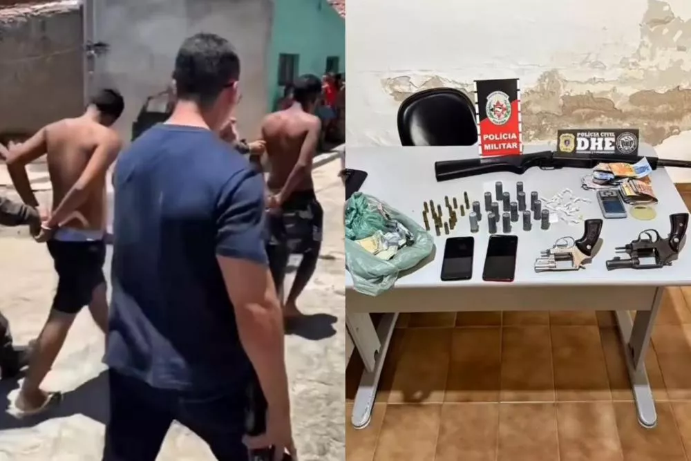 Ação conjunta das polícias Civil e Militar resulta em duas prisões por tráfico de drogas e posse de armas na Rua do Meio, em Patos