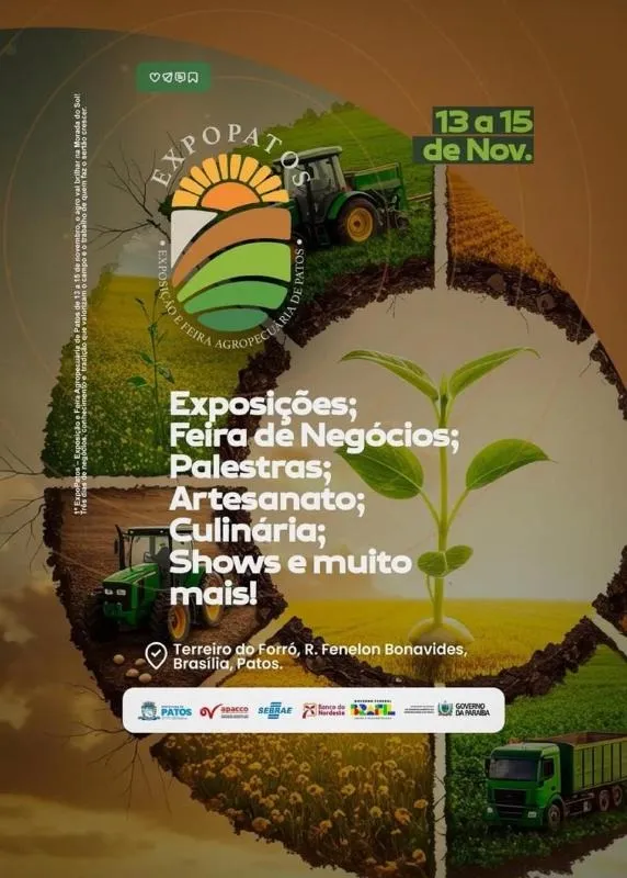 Patos sedia a 1ª ExpoPatos - Exposição Agronegócios do Sertão e Região