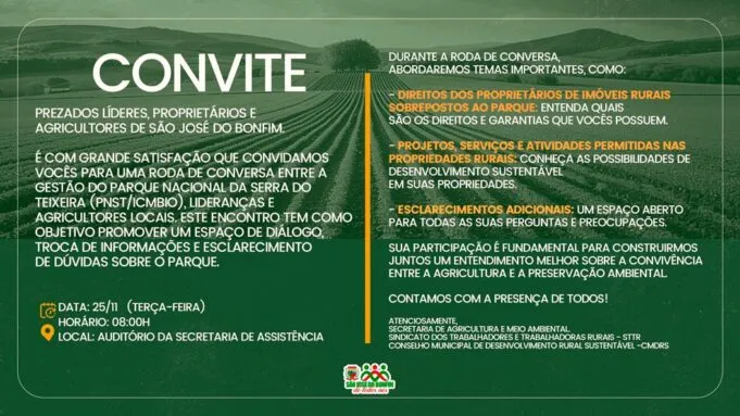 Roda de conversa discute direitos de proprietários e atividades permitidas no Parque Nacional da Serra do Teixeira nesta terça-feira, em São José do Bonfim