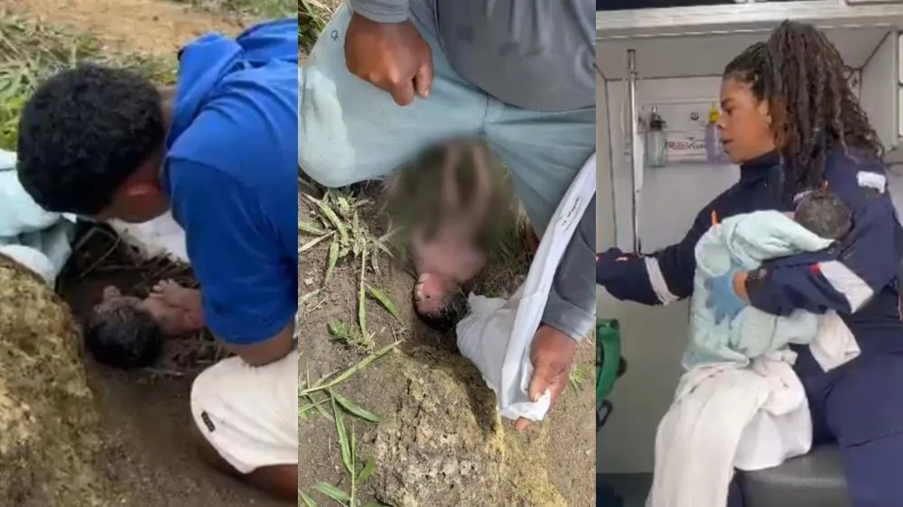 VÍDEO: Trabalhadores encontram bebê recém-nascida em área de mata na manhã desta terça-feira (25)