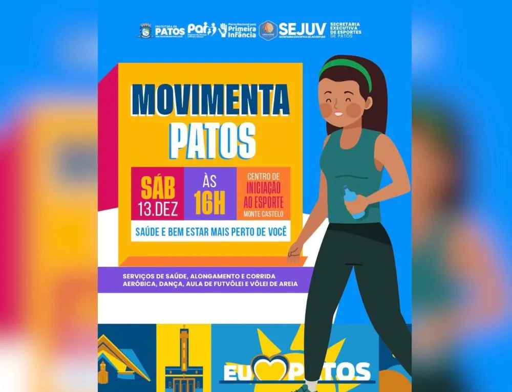 Movimenta Patos leva esporte, saúde e bem-estar ao Monte Castelo no sábado (13)