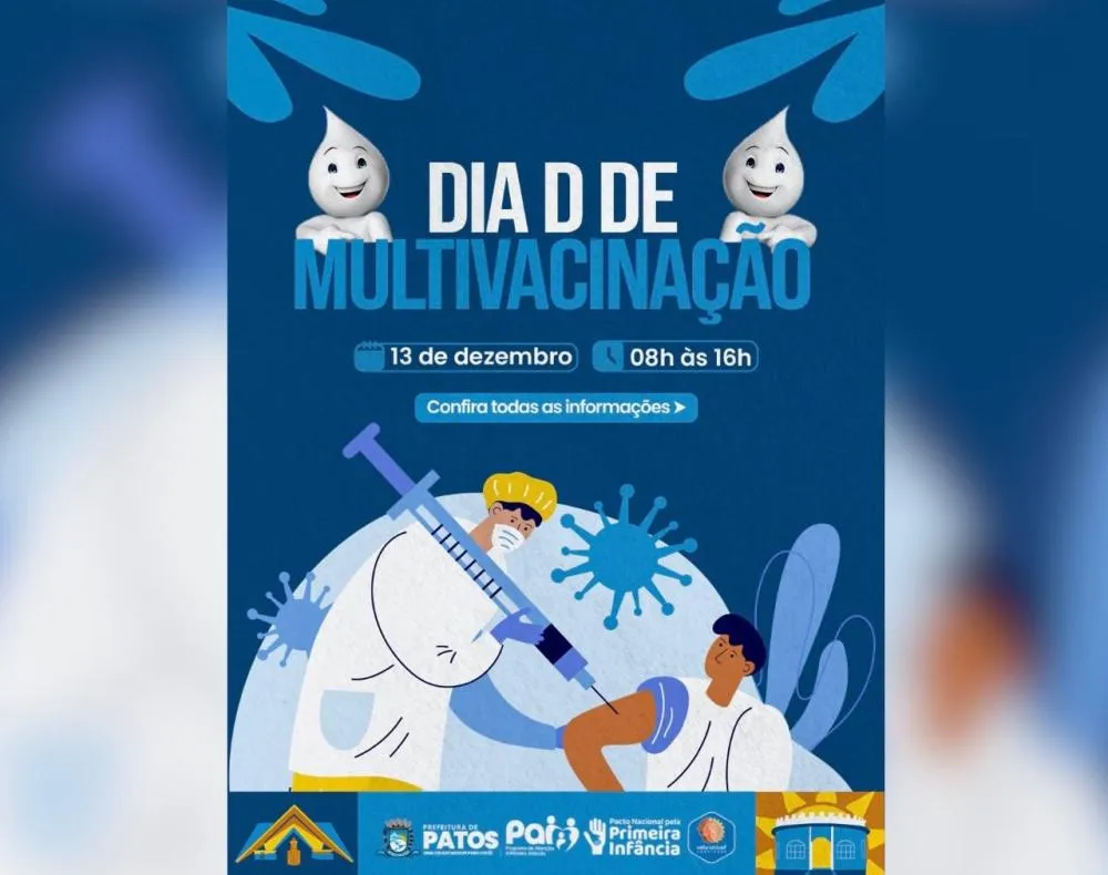 Prefeitura de Patos realiza Dia D de Multivacinação neste sábado com foco em HPV, Influenza e Bronquiolite (VSR)