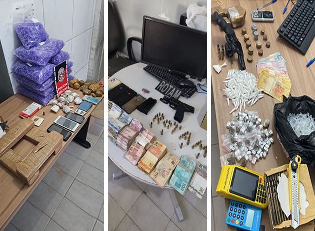 Polícias Militar e Civil apreende grande quantidade de drogas, armas e dinheiro