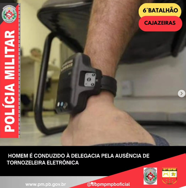 HOMEM É CONDUZIDO À DELEGACIA PELA AUSÊNCIA DA TORNOZELEIRA ELETRÔNICA