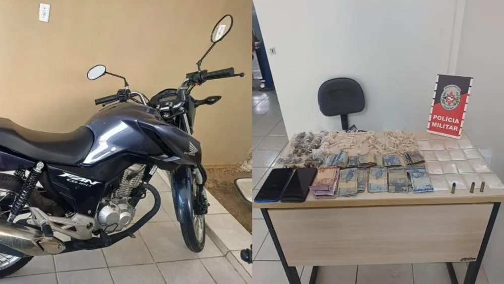 Polícia Militar recupera moto roubada e apreende grande quantidade de drogas no bairro Liberdade, em Patos