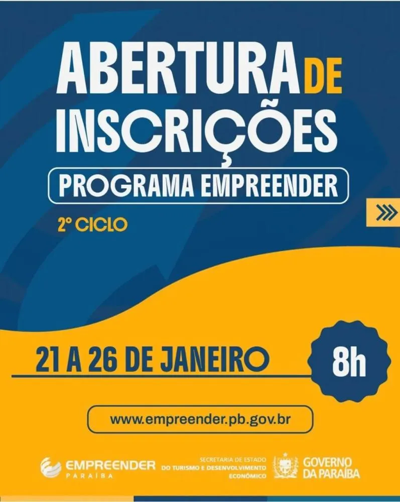 Programa Empreender PB inicia inscrições nesta quarta-feira, 21, com 30 vagas destinadas a Patos
