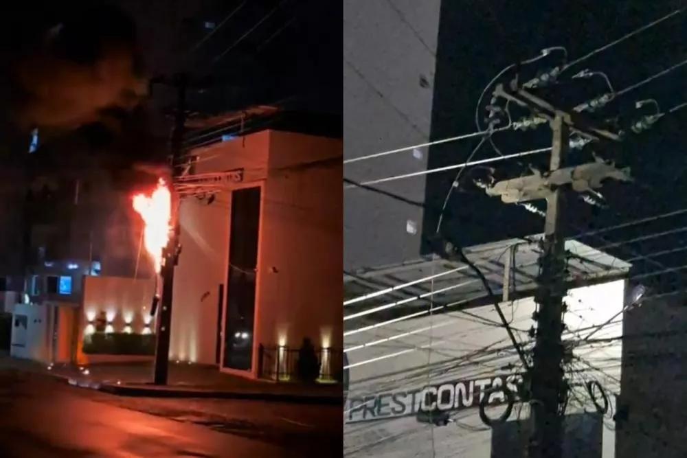 Incêndio em poste após chuva assusta moradores e causa transtornos no bairro Maternidade, em Patos