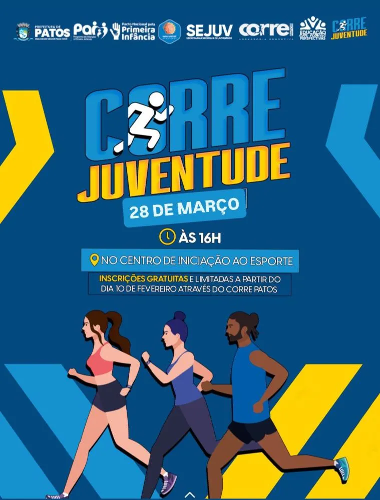 Corre Juventude vai movimentar Patos e incentivar prática esportiva entre jovens