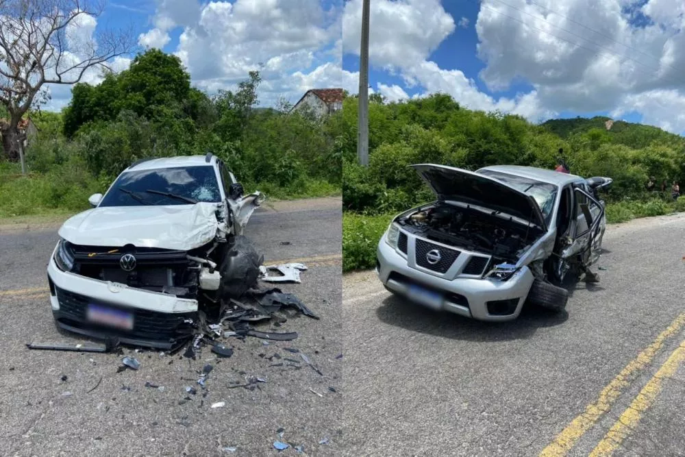 Acidente entre carro e caminhonete é registrado na manhã desta quinta-feira (12), na Serra do Teixeira