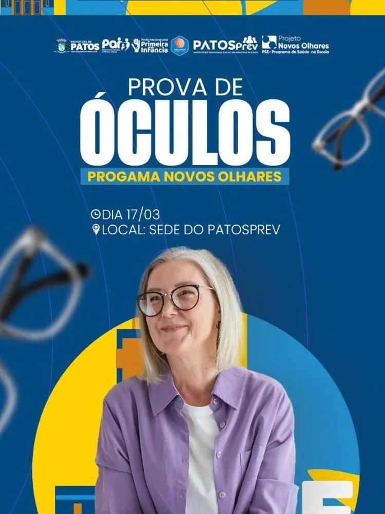 PatosPrev convoca aposentados e pensionistas do município para prova de óculos nesta terça (17)