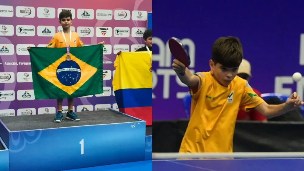 Ranieri Filho conquista dois títulos no Sul-Americano Sub-11 de Tênis de Mesa e coloca Patos em destaque continental