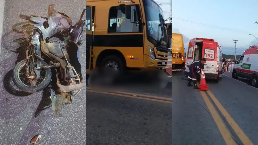Motociclista fica gravemente ferido após colisão com ônibus escolar na BR-230, em Malta