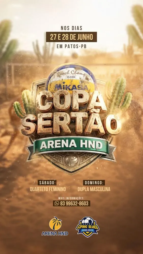 VOLEI DE PRAIA: Copa Sertão Arena HND: Inscrições abertas para quartetos e duplas