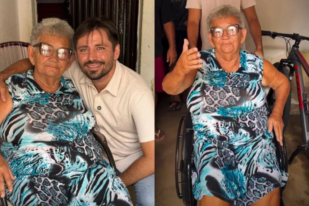 Prefeito Heitor Campos entrega cadeira de rodas para moradora de Cacimba de Areia