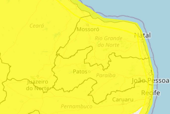 Paraíba está em alerta de perigo potencial para ventos fortes