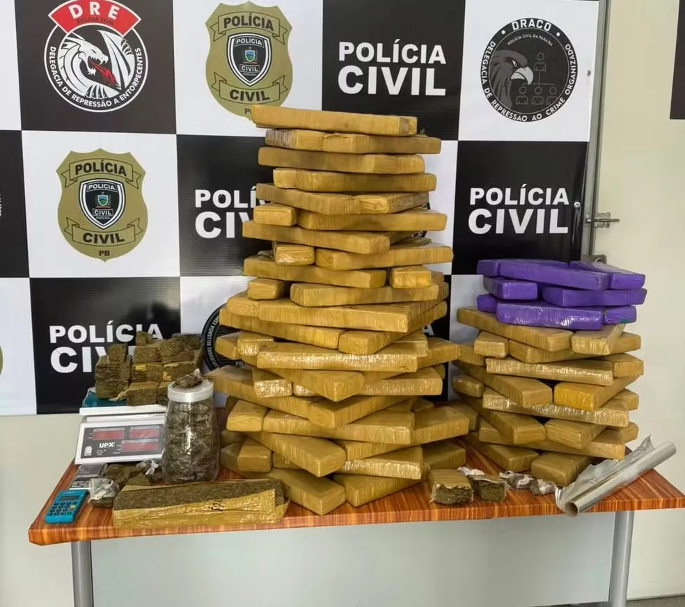 Polícia Civil da Paraíba faz apreensão de quase 100 quilos de maconha em um apartamento utilizado como depósito de drogas em Campina Grande,
