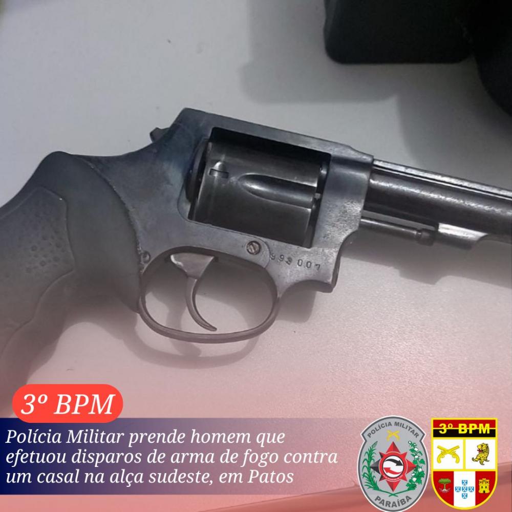POLÍCIA MILITAR PRENDE HOMEM QUE EFETUOU DISPAROS DE ARMA DE FOGO CONTRA UM CASAL NA ALÇA SUDESTE, EM PATOS