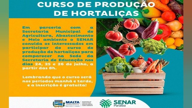 VÍDEO: Prefeitura de Malta promove Curso de Produção de Hortaliças em parceria com o SENAR