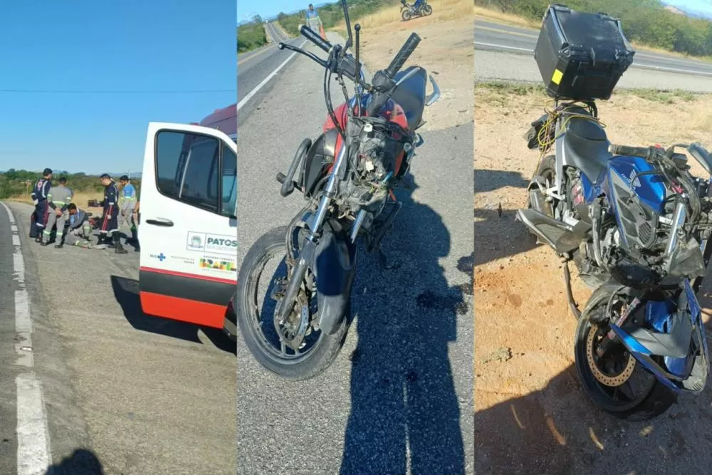 Dois homens ficam feridos em colisão entre motocicletas na BR-230, em Patos