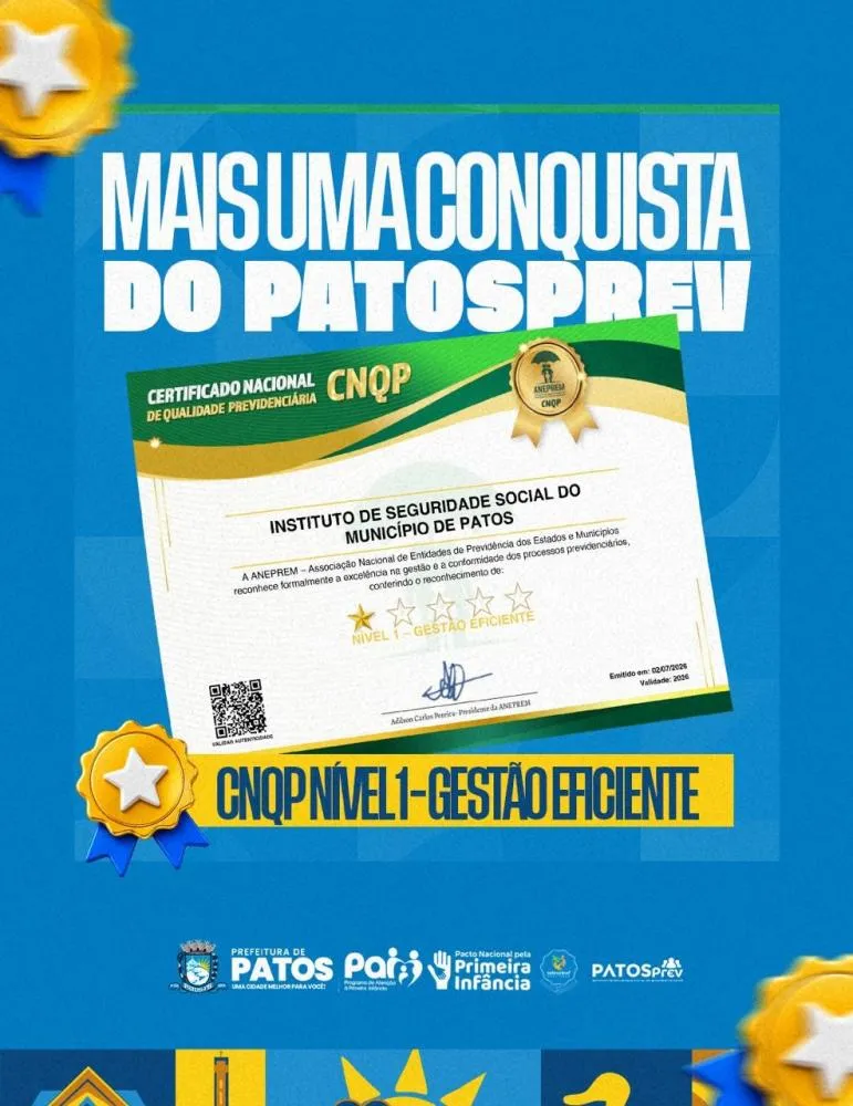PatosPrev alcança nível 1 de eficiência concedida pela ANEPREM