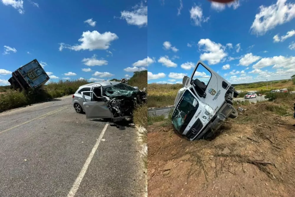 Colisão entre caminhão e carro é registrada na PB-238, entre Teixeira e Desterro