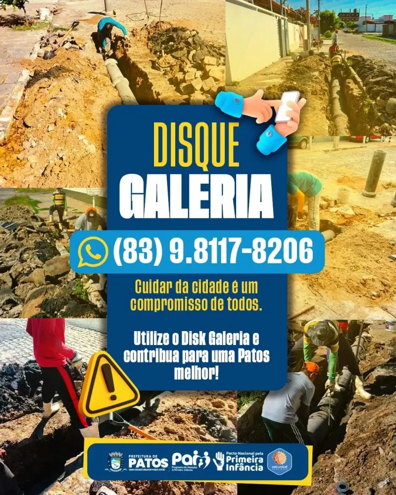 Prefeitura de Patos avança no conserto de galerias e reforça atendimento pelo Disque Galeria