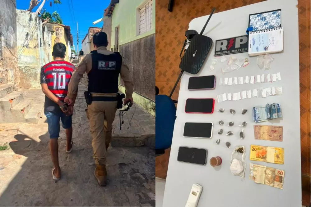 Jovem de 28 anos foi preso na manhã deste domingo (19) por suspeita de tráfico de drogas no bairro da Maternidade, em Patos