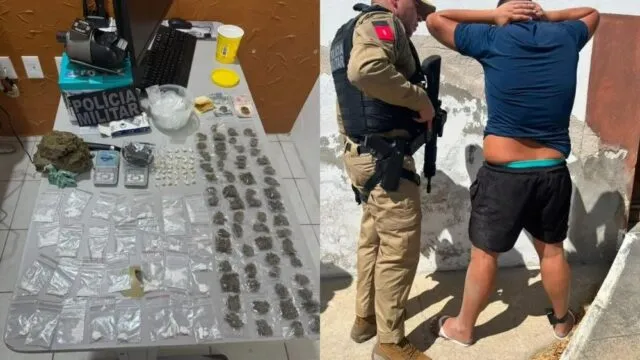 Polícia Militar apreende grande quantidade de drogas e prende suspeito de tráfico estaria utilizando uma casa abandonada, localizada na Rua do Meio em Patos 