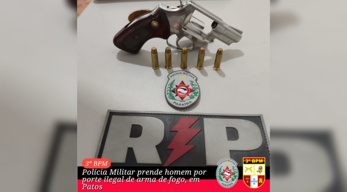 Polícia Militar prende homem por parte ilegal de arma de fogo em Patos