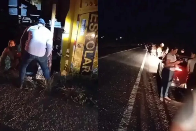 Ônibus com 13 estudantes tomba entre Soledade e Juazeirinho; adolescente está em estado grave