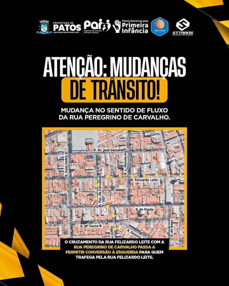 STTRANS altera sentido de fluxo na Rua Peregrino de Carvalho para facilitar acesso à Zona Sul de Patos - OUÇA