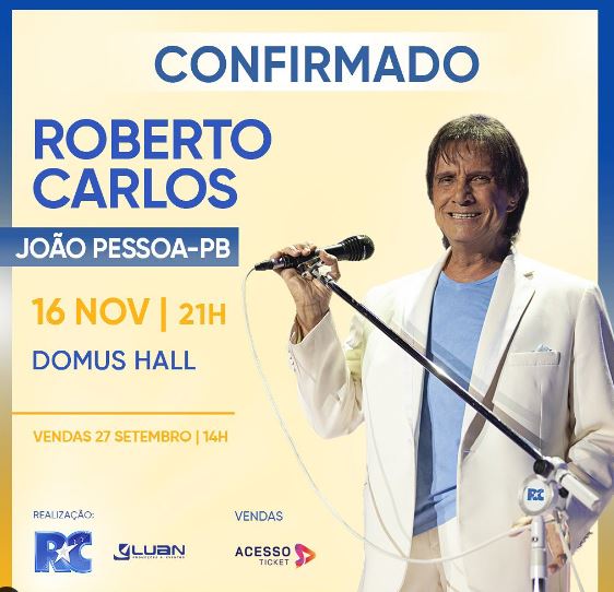 Roberto Carlos faz show em João Pessoa; venda de ingressos começa nesta quarta-feira