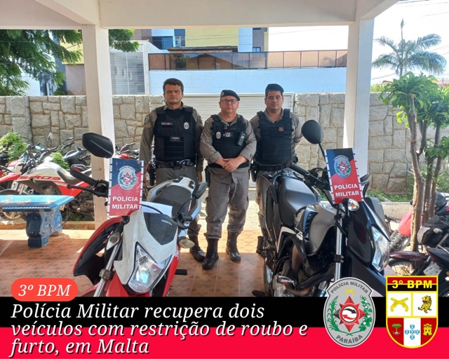 Polícia Militar recupera dois veículos com restrição de roubo e furto em Malta
