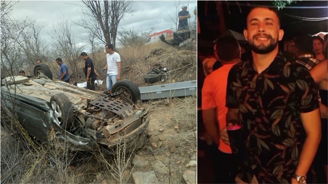 Jovem morre e outro fica ferido em acidente de carro na manhã deste sábado (07), entre Catingueira e Santa Terezinha-PB