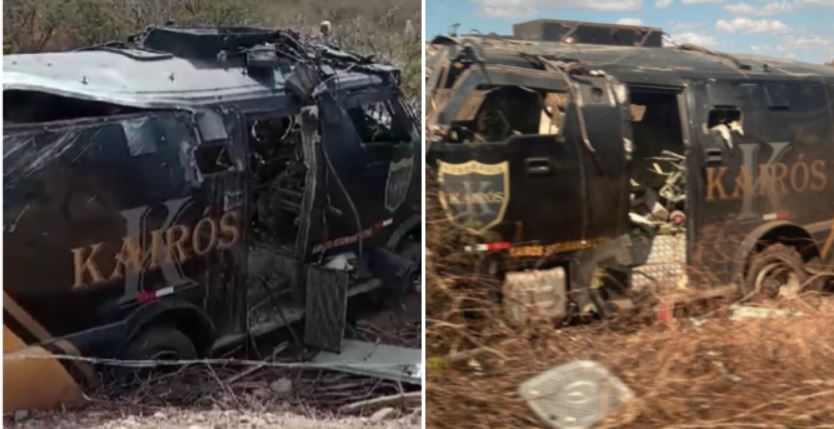 Carro-forte da empresa Kairós foi alvo de criminosos na tarde desta terça-feira (10) na PE-275, entre Brejinho e Teixeira