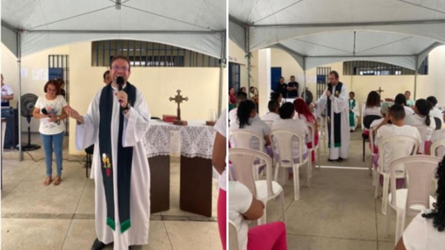 Padre Fabrício celebra missa no Presídio Feminino de Patos