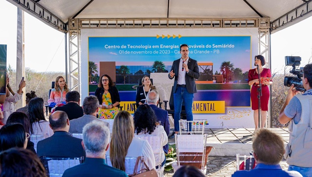 Vice-governador Lucas Ribeiro prestigia lançamento da pedra fundamental para expansão do Parque Tecnológico e do Centro de Energias Renováveis do Insa, em Campina Grande