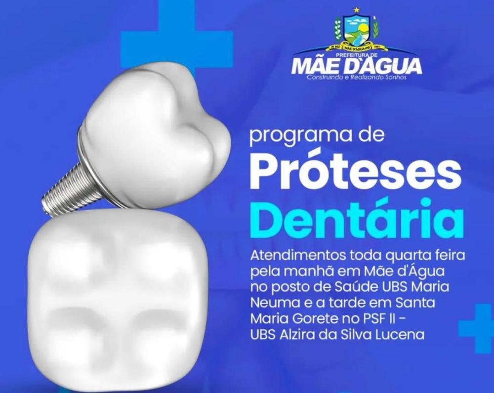 Prefeitura de Mãe d’Água oferece atendimento do Programa de Prótese Dentária todas as quartas-feiras