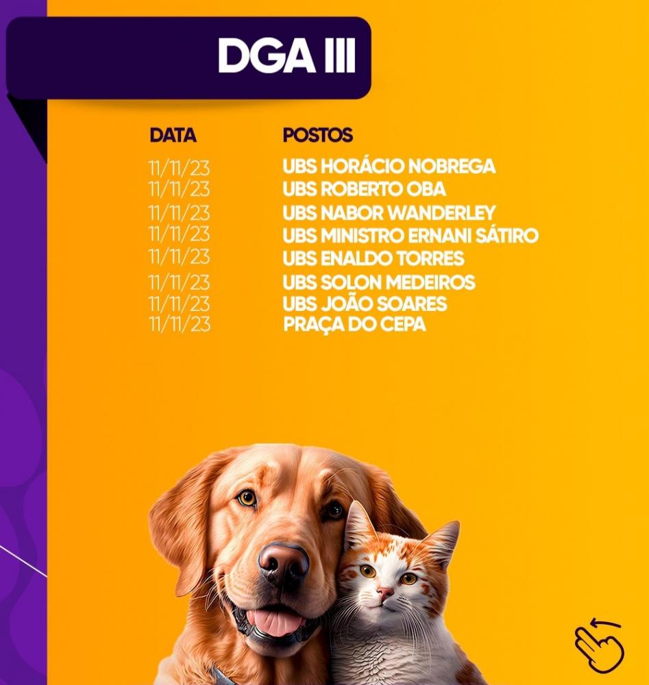  Patos realiza último Dia D de Vacinação Antirrábica neste sábado (11), nos bairros do DGA 3. Confira os locais