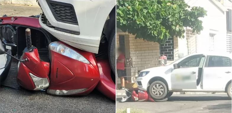 Acidente envolvendo moto e carro deixa casal ferido na manhã desta sexta-feira (17), em Patos