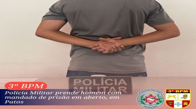 Polícia Militar prende homem com mandado de prisão em aberto, em Patos 