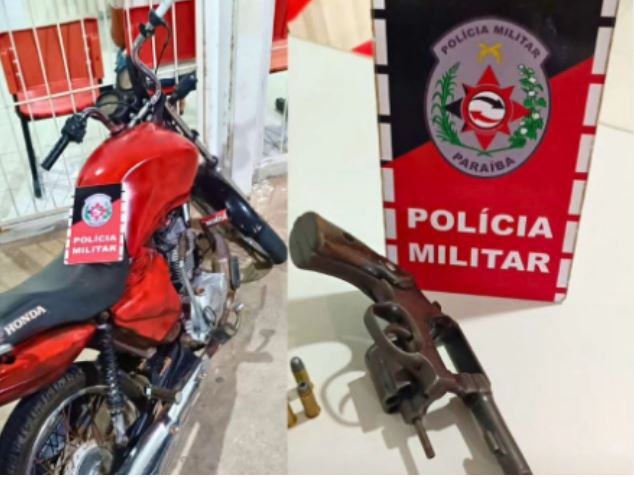 POLÍCIA MILITAR RECUPERA MOTO ROUBADA E APREENDE ARMA DE FOGO NA ZONA RURAL DE TAVARES-PB