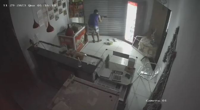 Imagens mostram ação de homem preso por furto em estabelecimento no Santo Antônio, em Patos. Vídeo
